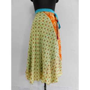 วินเทจผ้าไหมส่าหรีกระโปรงห่อมายากลกระโปรงผ้าไหมแฮนด์เมดกระโปรงเรเปรนแบบพลิกกลับได้สวมใส่ชายหาด - Product Image 2