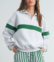 Sweat-shirt à demi-zip pour femme de qualité supérieure, vêtements en coton respirant pour le jogging, sports, sweats à capuche et ensembles de survêtement pour femmes