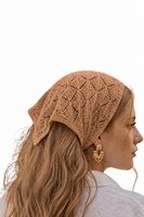 Pañuelo de Cabeza Tipo Bandana Tejido para Mujer, Estilo Crochet Suave, Transpirable, Casual, Primavera-Verano, Forma Cuadrada