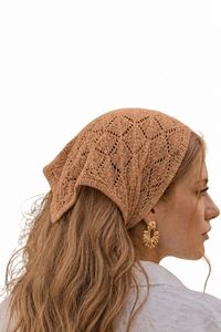 Foulard bandana tricoté pour femme, style crochet doux, respirant, décontracté, printemps-été, forme carrée - Product Image 4