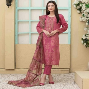 Tawakkal-traje de 3 piezas de Jacquard Banarsi Lawn, traje de diseñador de marca Original, bordado pesado - Product Image 4
