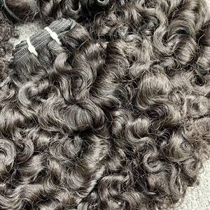 High Quality Real Human Hair Weft Lace Front Wig Vietnamese Cuticle <b>Braiding</b> Jerry Curl Style Double Grade <b>Machine</b> Weft - Product Image 1