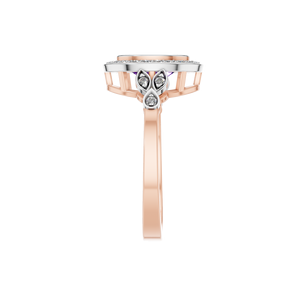 Élégante bague de fiançailles personnalisée en or massif 14 carats avec diamants de laboratoire certifiés IGI et améthyste synthétique de taille ovale pour mariage - Product Image 2