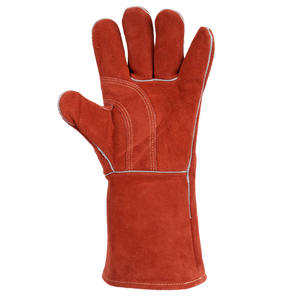 Guantes de soldadura resistentes al calor extremos de cuero dividido de vaca, guantes ignífugos de construcción resistentes a la abrasión - Product Image 3