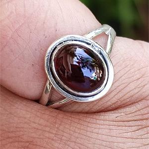 925 Sterling Silver Garnet <b>Ring</b> Handmade Boho <b>Statement</b> Promise Jewelry Natural Oval Gemstone January Birthstone 18K Plating - Product Image 5