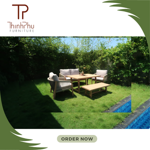 ชุดโซฟาไม้หวายไม้อะคาเซียร่วมสมัยสุดหรูชุดโซฟากลางแจ้งสำหรับโรงแรมวิลล่าสวนหลังบ้านลานสวน - Product Image 1