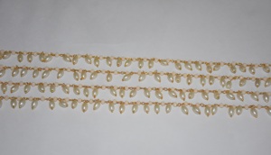 Gold Plated Rice Pearl Peach Glass Bead Cluster <b>Rosary</b> Wire Beaded Rondelle Chain for Jewelry Making - Product Image 6