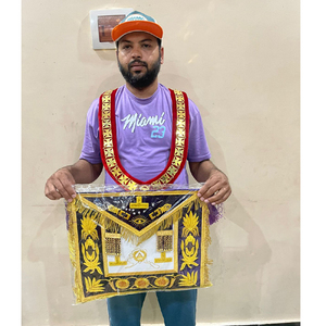 Masonic Regalia USA Grand Master Delantal masónico bordado a mano de alta calidad Hope Faith Charity Masonic Custom Delantal - Product Image 4