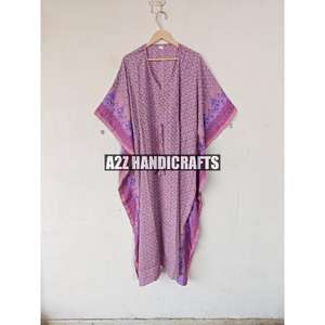 ชุดแม็กซี่เดรสผ้าไหมคาฟตันสำหรับผู้หญิงชุดกระโปรงยาวคอวีทรงหลวมเป็นมิตรต่อสิ่งแวดล้อม - Product Image 3