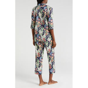 Conjuntos de ropa de dormir de algodón 100% de alta calidad para mujer, pijamas de manga corta con logotipo de encaje, precio razonable - Product Image 2