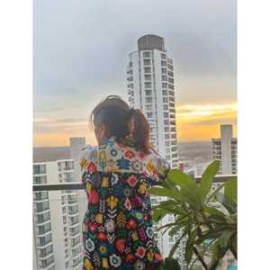 Camisa Larga con Estampado Floral para Mujer, Dos Tonos, Transpirable, Popelina Cambray 60X60, Manga Convencional, 100% Algodón, Estilo Vintage Coreano Informal - Product Image 3