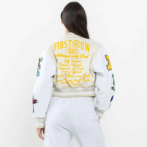 Chaqueta Varsity Vintage de Lona con Cuello Alto para Hombre, Estilo Urbano Holgado, 100% Lana - Product Image 5