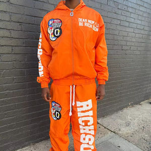 Ensemble de survêtement en nylon de haute qualité, coupe ample, 2 pièces, logo imprimé personnalisé, vêtements décontractés, survêtement léger pour hommes - Product Image 1