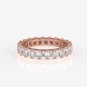 Asscher Cut Lab Grown Diamond Eternity Band 18K Gold <b>Ring</b> Premium Diamond <b>Rings</b> - Product Image 6