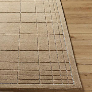 Alfombra de lana Beige de lujo personalizada, alfombra moderna hecha a mano con diseño de rejilla para decoración del hogar, dormitorio, decoración del hogar, regalo de Navidad - Product Image 2