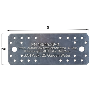 Connecteur plat en acier galvanisé Sendzimir EN 14545:29-2, 8 trous, longueur 80 mm, largeur 40 mm, épaisseur 2 mm, lot de 25, pour l'irrigation des jardins - Product Image 3