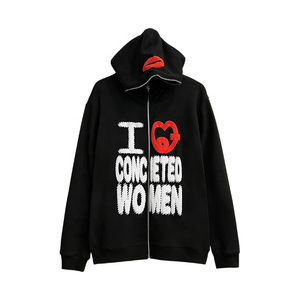 Sudadera con capucha con cremallera completa de alta calidad para hombre personalizada 100% algodón French Terry Blank Drop Shoulder Puff Printing Hoodie para hombre - Product Image 1