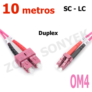 สายแพทช์ไฟเบอร์ออปติก SC-LC OM4 แบบดูเพล็กซ์ 10 เมตร ปลอกหุ้ม PVC ขั้วต่อพลาสติก - Product Image 1