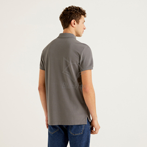 เสื้อโปโลผู้ชายสีเทา แขนสั้น ผ้าฝ้ายอ๊อกซ์ฟอร์ด สีพื้น สวมใส่สบาย ทรงปกติ ผ้าทอ ป้องกันรอยยับ ดีไซน์กระดุม - Product Image 2