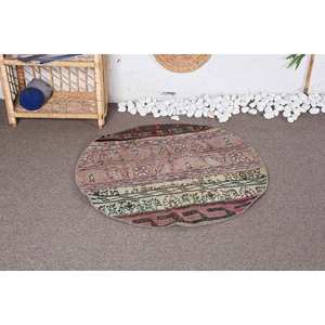 Classic Pink and Green Vintage Turkish Wool <b>Rug</b> 9x12 Patchwork Living Room Carpet with Latex Backing for Teen Decorations - Product Image 1