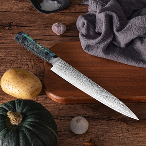 Vente en gros personnalisé Qualité supérieure OEM ODM Service Trancheuse à viande de luxe Manche en résine Damas Couteaux de cuisine Couteau à trancher de chef - Product Image 1