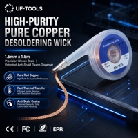 UF-TOOLS Mèche à dessouder professionnelle pour réparation de téléphones, 1,5 mm, en cuivre pur, avec buse anti-brûlure