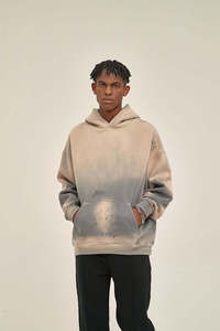 Sweat-shirt à capuche oversize unisexe en coton French Terry, effet dégradé, coupe classique, pour l'automne - Product Image 4
