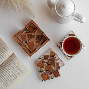 Posavasos Redondo de Madera y Resina, Clásico y Ecológico, Elegante Tapete para Bebidas para Hogares y Hoteles |   Posavasos de madera hechos a mano con resina epoxi - Product Image 3