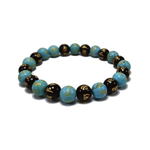 สร้อยข้อมือคุณภาพสูง OM mani Padme Hum beads สร้อยข้อมือปรับรอบเครื่องเพชรพลอยการรักษาเครื่องประดับแฟชั่นผู้ชายและผู้หญิงพลังงาน - Product Image 1