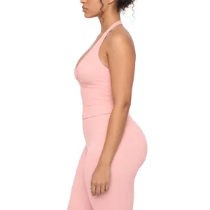 Débardeur de yoga respirant et froncé pour femme - Vêtement de fitness léger et uni - Product Image 4