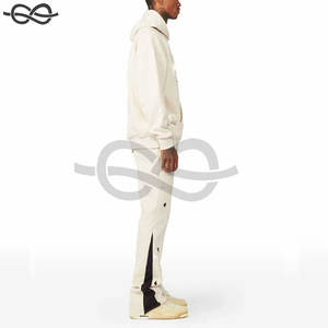 Survêtements colorés patchwork pour hommes ensemble de survêtement deux pièces élégant avec sweat à capuche empilé joggeurs pantalon évasé Design à la mode - Product Image 3