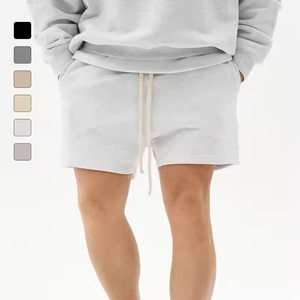 Pantalones cortos deportivos de deporte de algodón 100% con premio barato para gimnasio y logotipo personalizado, pantalones cortos de entrenamiento con cordón en blanco - Product Image 1