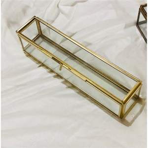 Modern Brass & Glass Scroll <b>Box</b> <b>Clear</b> Glass Gift Packaging for Invitations Glass Keepsake <b>Box</b> Wholesale Invitation <b>Box</b> <b>with</b> <b>Lid</b> - Product Image 5