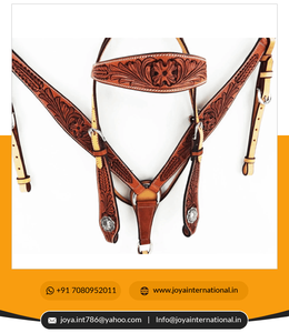 บังเหียนม้าบังเหียนอกแบบตะวันตกบาร์เรลตัดม้าเฮอร์มันน์โอ๊คดอกไม้หนังเครื่องมือเฮดเดิ้ลบังเหียนพับหน้าอก - Product Image 3