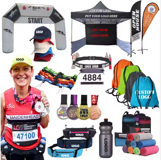 Custom Event Marathons Running Racing Shirt Tank Top Vest Tshirt Shorts Bag Medal Logo Accessory Producer Men Marathon Singlet