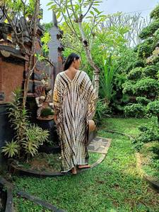 Vestido Kaftan Bohemio con Estampado Tie-Dye para Mujer, Largo hasta el Suelo, Cuello en V, Estilo Playero, Holgado, Ecológico, Hecho a Mano, de Algodón, para Verano - Product Image 3