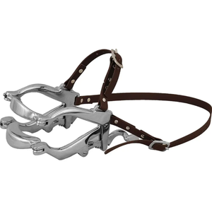 Espéculo bucal Haussmann para caballos, reutilizable, de acero inoxidable, con correas de cuero o nailon, para uso veterinario en animales grandes - Product Image 1