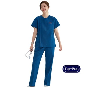 ชุดยูนิฟอร์มทางการแพทย์ชุดพยาบาลมีซิปสำหรับผู้หญิงและผู้ชายชุดเสื้อผ้า2ชิ้นแบบมีเชือกรูดสำหรับผู้หญิงและผู้ชาย205เสื้อคลุมสำหรับให้นมลูก - Product Image 1