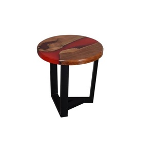 Taburete decorativo de metal para decoración de muebles de bar de hotel para el hogar, taburete de asiento decorativo con acabado negro superior de madera - Product Image 2
