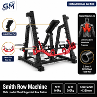 Machine à ramer Smith à charge libre robuste avec barres de guidage et barre multi-prise pour l'entraînement de force en salle de sport commerciale