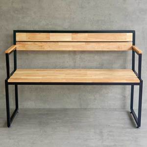 Banc en bois massif de 1,2 m avec dossier et accoudoirs, design traditionnel-moderne pour l'extérieur et le jardin, Park GBD017 - Product Image 3