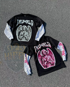 Wholesale Custom Men's Boxy OverSize <b>Long</b> <b>Sleeve</b> <b>T</b>-<b>Shirt</b> Double <b>Black</b> Layer 100% Cotton Screen Printed - Product Image 1