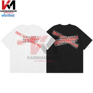 Hommes coupe ample chiffres imprimé T-Shirts 100% coton décontracté à manches courtes hauts hommes respirant été Streetwear graphique t-shirt à la mode - Product Image 4