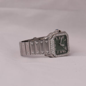 Montres Moissanite de luxe modernes et élégantes avec cadran vert entièrement glacées et élégantes disponibles en Inde - Product Image 2