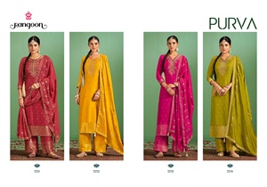 Elegante étnico mujeres adultos Kurta conjunto muselina pura Jecaurd Chanderi seda Dupatta con bordado elegante trabajo en relieve - Product Image 3