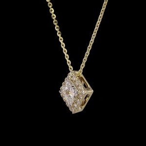 1.33 Ct Princesse Cut Lab Grown Diamond Collier 14K Or Jaune Pendentif Léger Élégant Tous Les Jours Fine Jewelry - Product Image 2