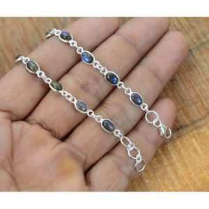 925 Sterling Silver Labradorite Gemstone Bezel Setting Unisex Bracelet & <b>Bangles</b> Elegant Everyday Wear - Product Image 2