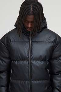 Chaqueta acolchada de gran tamaño negra personalizada, abrigo cálido de invierno con capucha, ropa de calle informal ligera para hombres - Product Image 3