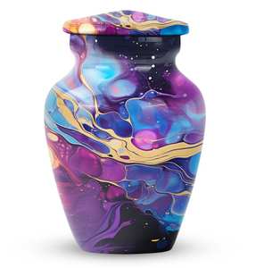 Urne tourbillonnante violette et or pour cendres humaines Urne décorative personnalisée pour adultes Souvenir Memorial Ashes Urne de 1 à 200 pouces cubes - Product Image 1