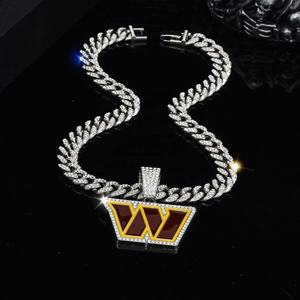 Colgante de Fútbol Americano Hip Hop Commander, Joyería de Plata con Logotipo Personalizado para Hombres, Joyería para Fiestas de Fanáticos del Deporte de Washington - Product Image 4